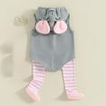 thumbnail image 6 of Boys Girls Baby Jumpsuit Unisex Plush Sleeveless Romper Set With Mouse Ear Hood Matching Striped Leg Warmers For Infant Dress Up Daily Wear, 6 of 8
