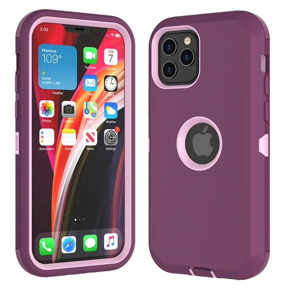 iPone 12 Pro Max case, Takfox 3 in 1 Dual Layer Shockproof Drop Protection Hybrid Bumper Rugged Rubber Cover Defend Matte Phone Case for iPhone 12 Pro Max 5G6.7"-Wine Red