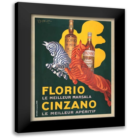 Cappiello, Leonetto 12x14 Black Modern Framed Museum Art Print Titled - Florio e Cinzano-1930