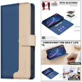 thumbnail image 4 of Premium RFID Blocking Wallet Case for Motorola Moto G35 5G with 3 Card Slots & Stand Blue, 4 of 5