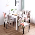thumbnail image 3 of Enova Home Floral Leaf Print Dining Chair Covers Spandex Stretch Washable Removable Dining Chair Slipcover for Home Dining Room Wedding Decor (Set of 2, Yellow Leaf), 3 of 6