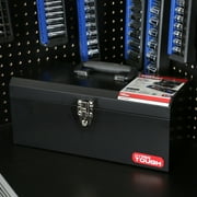 Hyper Tough 16-inch Black Metal Tool Box with Removable Tool Tray