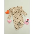 thumbnail image 3 of Arvbitana Baby Girls Valentine's Day Jumpsuit Heart Print Long Sleeve Ruffle Ribbed Playsuit Spring Overalls Set 0-24M, 3 of 8