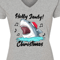 thumbnail image 4 of Inktastic Shark Holly Jawly Christmas Women's V-Neck T-Shirt, 4 of 5