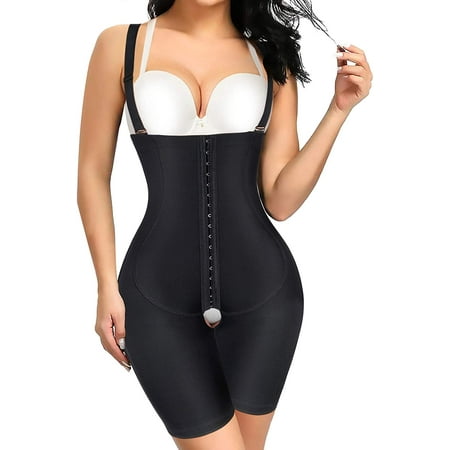 

Junlan Women Waist Trainer Shapewear Tummy Control Bodysuit Open Bust Corset High Waist Thigh Slimmer Body Shaper(Black L)