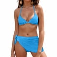 thumbnail image 2 of Women's Bikini Sets Two Piece Swimsuit High Waisted V Neck Twist Front Adjustable Spaghetti Straps Bathing Suit Gibobby(XS,Light Blue), 2 of 9