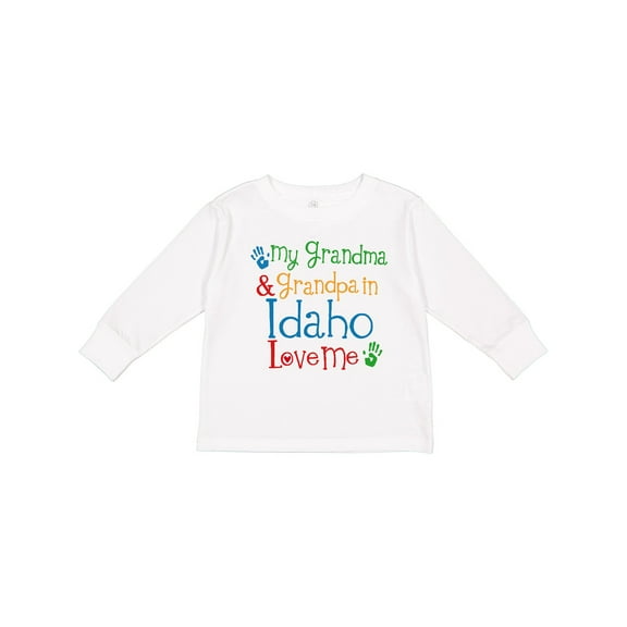 Inktastic Idaho Grandma Grandpa Loves Me Boys or Girls Long Sleeve Toddler T-Shirt