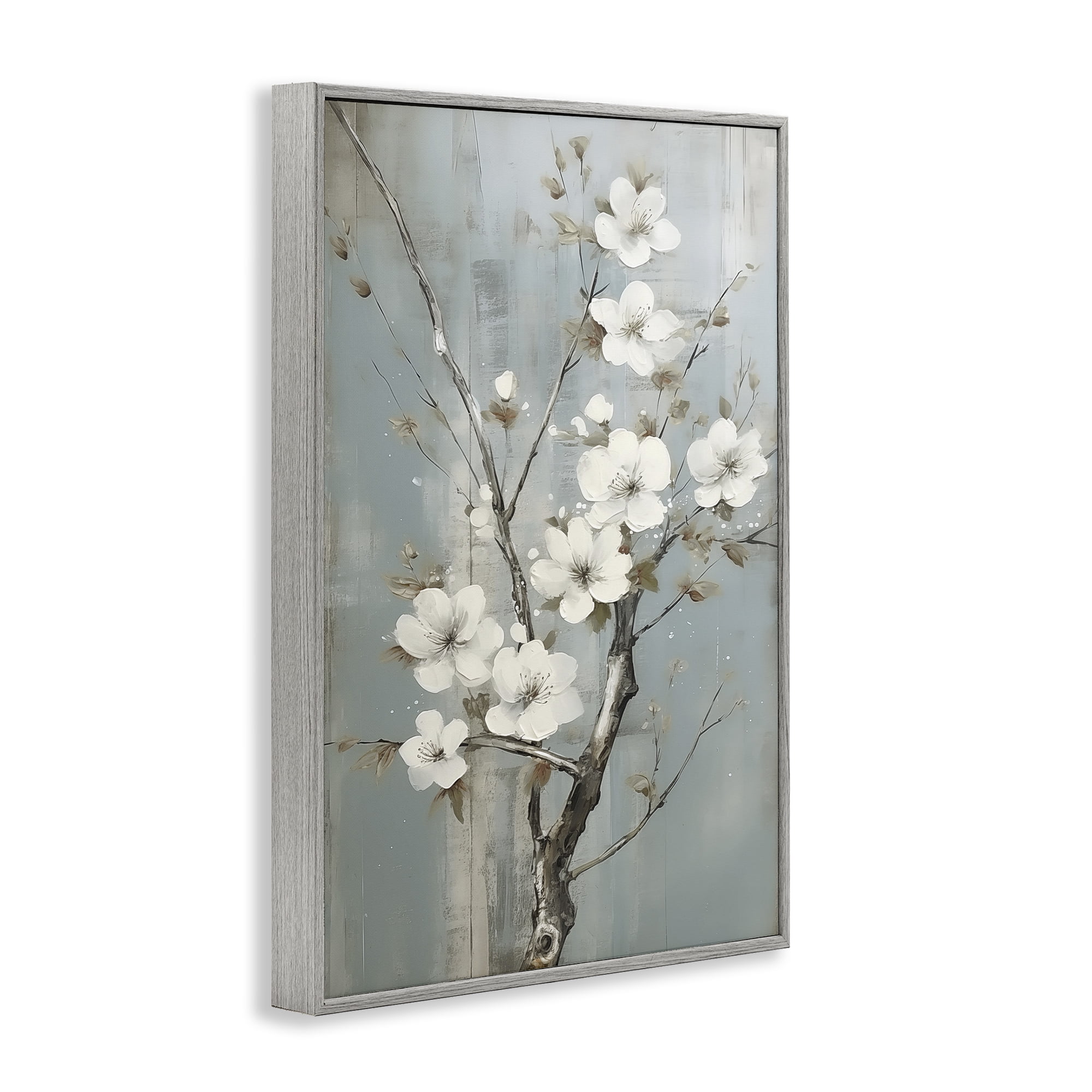 Stupell Industries White Apple Blossoms Botanical & Floral Painting Gray Framed Art Print Wall Art, 20 x 30