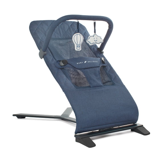 Baby Delight Alpine Deluxe Portable Baby Bouncer, for Infants 0-6 Months, Quilted Indigo