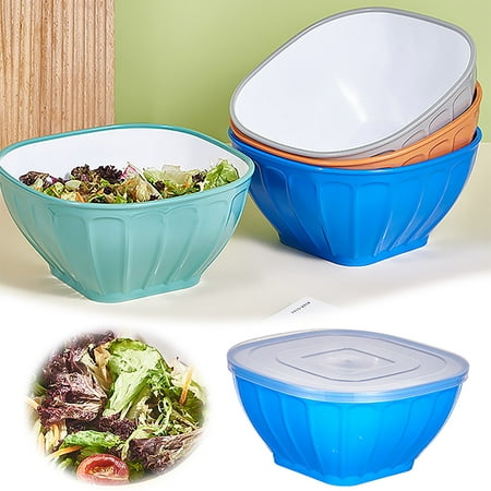 

HAFNFUE Bowl with Lid Large to Go Containers Mixing Bowl Fresh Preservation Bowl Square Bowl for Storage Fruit Meal Prep Reusable Silicone Food Bag Storage