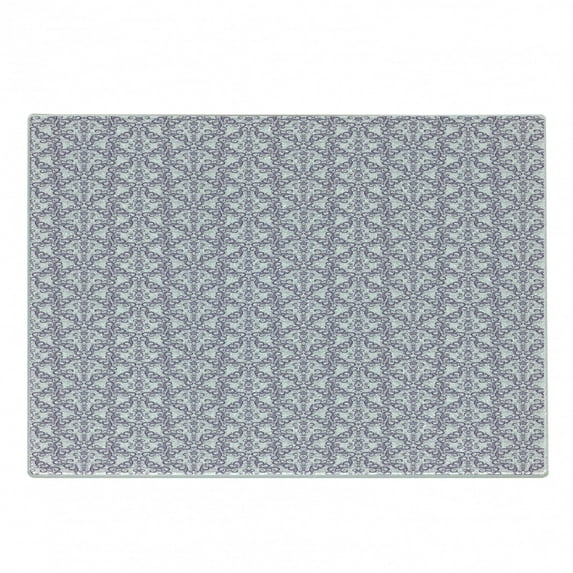 Victorian Cutting Board, Renaissance Inspired Floral Swirls with Baroque Influences Romantic Ornament, Decorative Tempered Glass Cutting and Serving Board, Small Size, Violet White, by Ambesonne