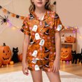thumbnail image 2 of CAUYDY Halloween Pajamas Kids Girls Pajamas 2-Piece Pjs Set Kids Short Sleeved and Shorts Jammies Casual Wear Girls' Sleepwear Lounge Clothes Orange Sizes 8-9 Years, 2 of 7