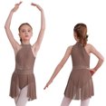 thumbnail image 3 of Aiihoo Girls Shiny Lyrical Dance Dress Sleeveless Halter Neck Leotard Wrap Skirt Modern Jazz Ballet Dress Dusty Pink 6, 3 of 7