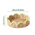 thumbnail image 3 of AuroraX Paper Rope Storage Basket Scalloped Edge Woven Basket Green Two Sizes Decorative Tray Multipurpose Tabletop Fruit Basket Home Decor Yellow, 3 of 6