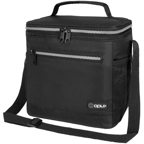 Lunch Box Opux - Bolsa térmica aislante (25 x 18 x 20 cm), color negro
