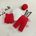 thumbnail image 5 of Esaierr Toddler Baby Boys Clothes 1-2Y Infant Long Sleeve Gentleman Outfits + Suspender Pants + Bowtie + Vest +Hat Baby Boy Suit Set, 5 of 8