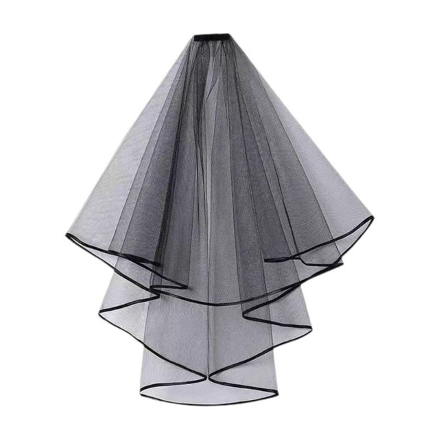Abbracc Black Lace Fashion Wedding for Stage Performance Photography Props w Comb Ribbon Edge
