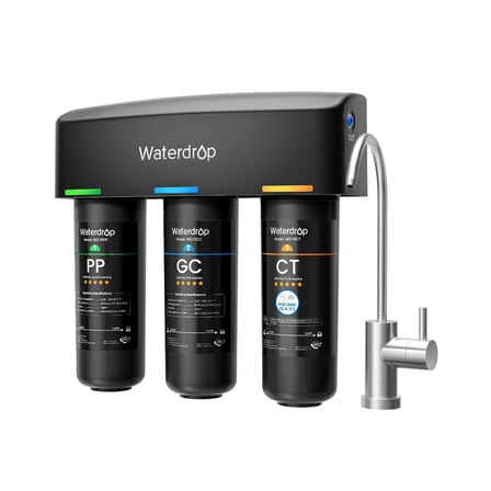 Waterdrop TSB 8 Layer Under Sink Water Filter, Reduces PFAS, PFOA/PFOS, Fluoride, Chlorine, Bad Taste & Odor, with Dedicated Faucet, NSF/ANSI 42 Certified Element, USA Tech Water Filtration System