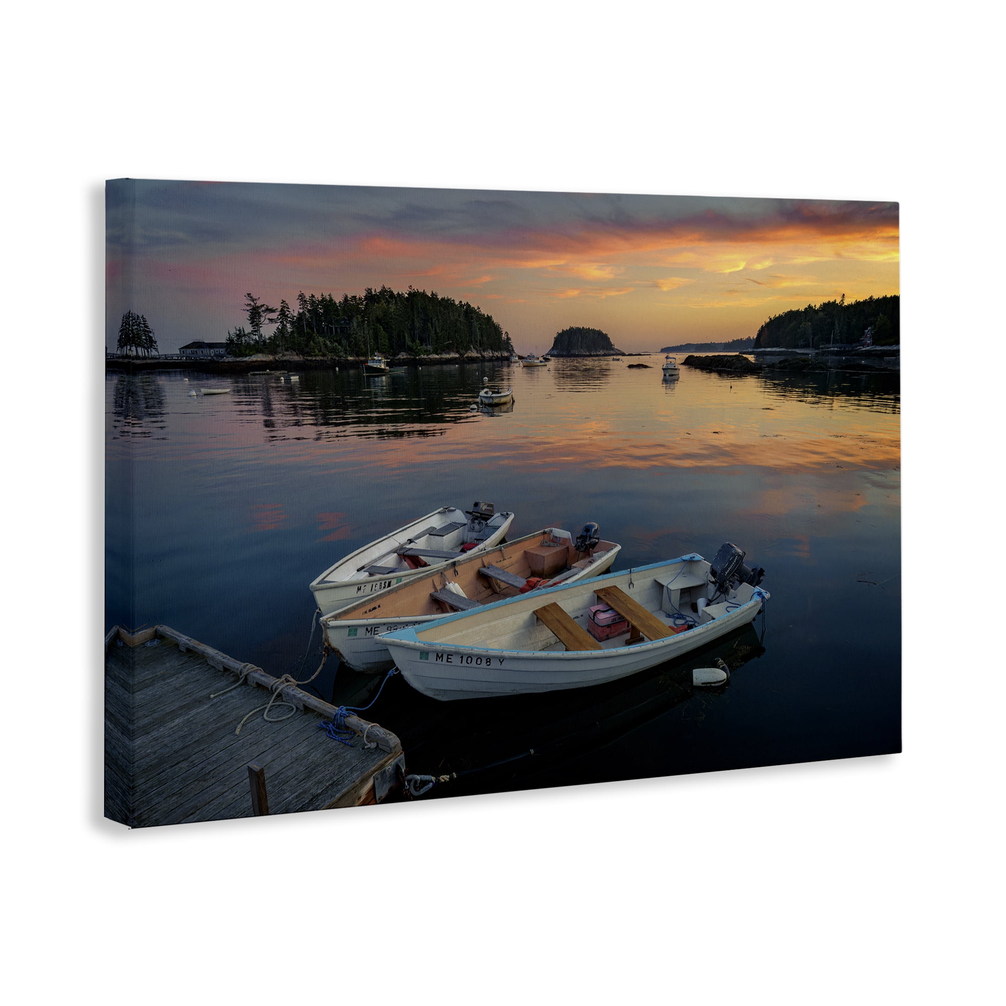 Stupell Industries Three Boats at Sunset Nautical & Beach Photography Wrapped Canvas Art Print Wall Art, 36 x 24