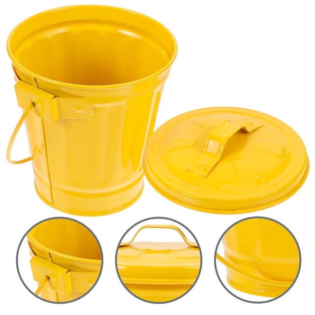 WEUVEB Bote Metálico Amarillo Para Basura De Escritorio Práctico Para Cocina Y
