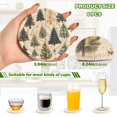 thumbnail image 2 of Yayeee 6 PCS Drink Coasters with Holder Set Woven Absorbent Round Tabletop Hot Pad, Beige Christmas Trees, 2 of 7