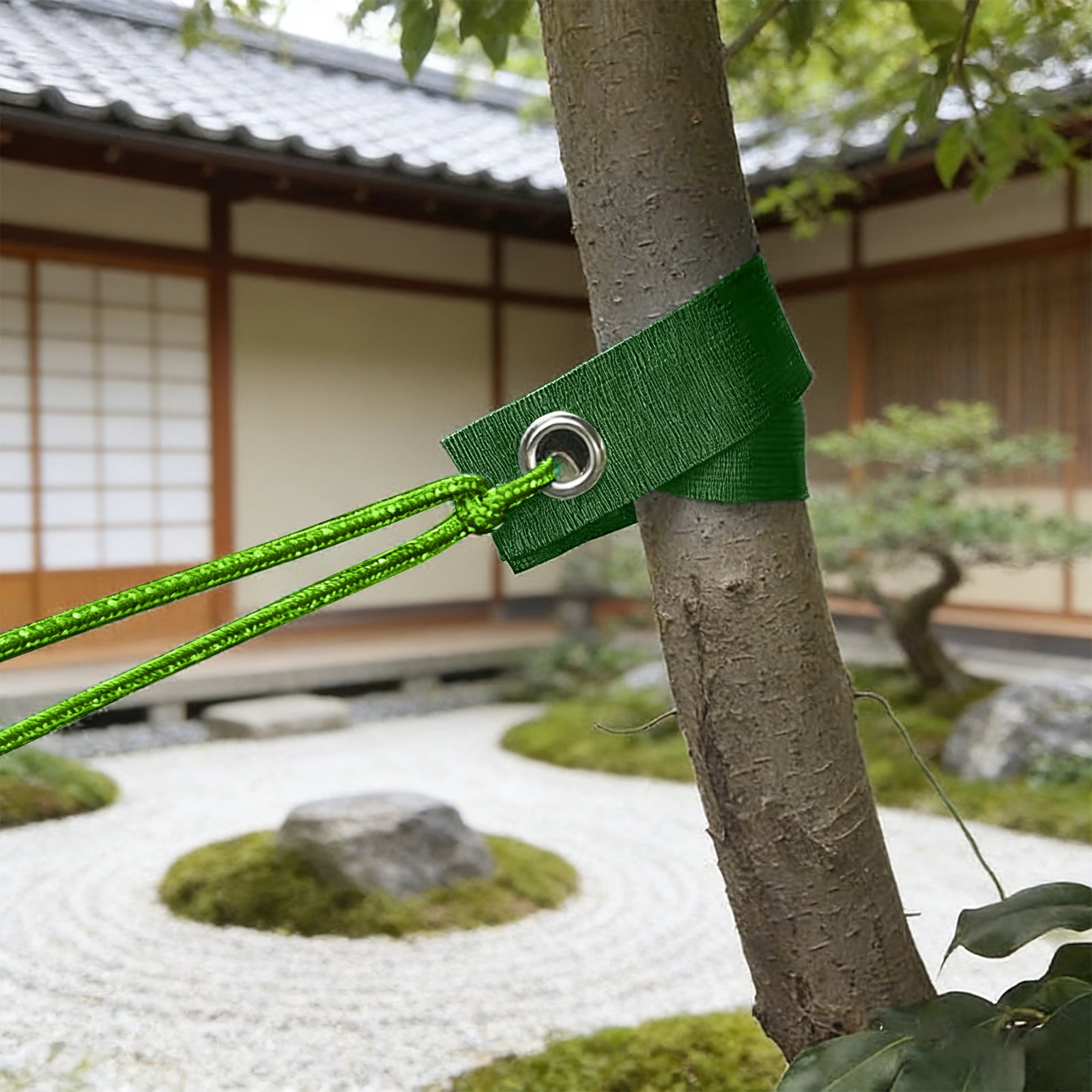 Tree Stake Kit Heavy Duty Support Straps, Tree Stabilizer Binding Tie Down Kit with Windproof Fixing Straps, Garden Tree Anchor Support System for Outdoor Yard Planting, Green