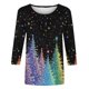 thumbnail image 5 of Camisetas de Navidad para Mujeres, 3/4 Manga Cuello Redondo Blusa con Estampado de Vacaciones, Top de Moda Casual, 5 of 9
