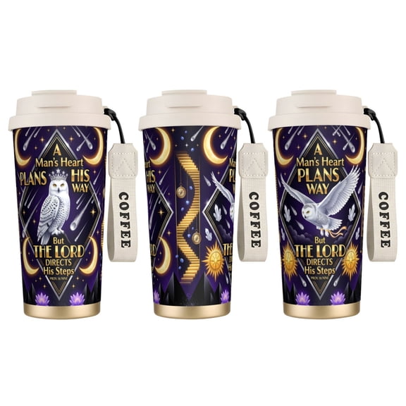 1pc Christianity thermos, 18oz A Man's Heart Encouraging Bible Verse Mug, Leak-proof