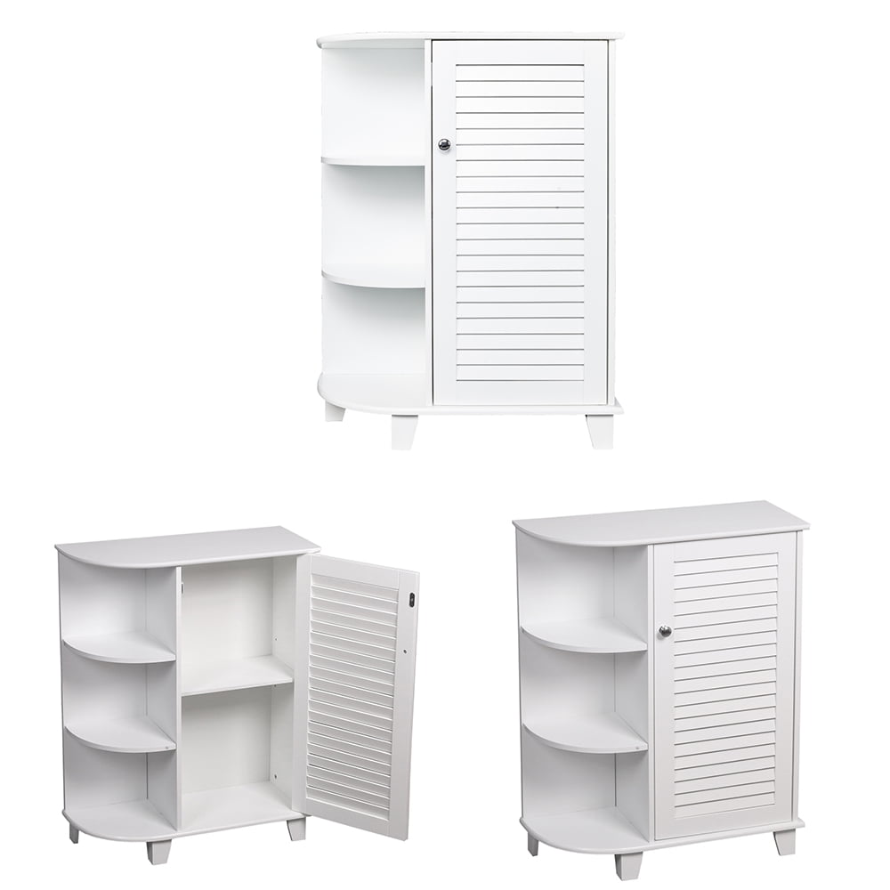 Peroptimist White Bathroom Floor Sofa Wall Side Corner Storage with 3Tier Open