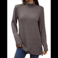 thumbnail image 1 of Camiseta Holgada de Larga con Cuello Alto y Estampado Geométrico de Jacquard para Mujer, Otoño e Invierno. Color Café XXL, 1 of 10