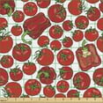 thumbnail image 2 of Ambesonne Food Fabric by the Yard Upholstery, Red Tomatoes Peppers Pattern, 3 Yards, White Scarlet Red, 2 of 5