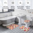 thumbnail image 5 of Pink Orange Floral Bath Mat 3 Piece Bathroom Rug Set, Spring Blossom Botanical Flowers Non Slip Bath Rug Contour Mat and Toilet Lid Cover, Absorbent Shower Mats Soft Bath Rugs and Mats Sets, 5 of 8