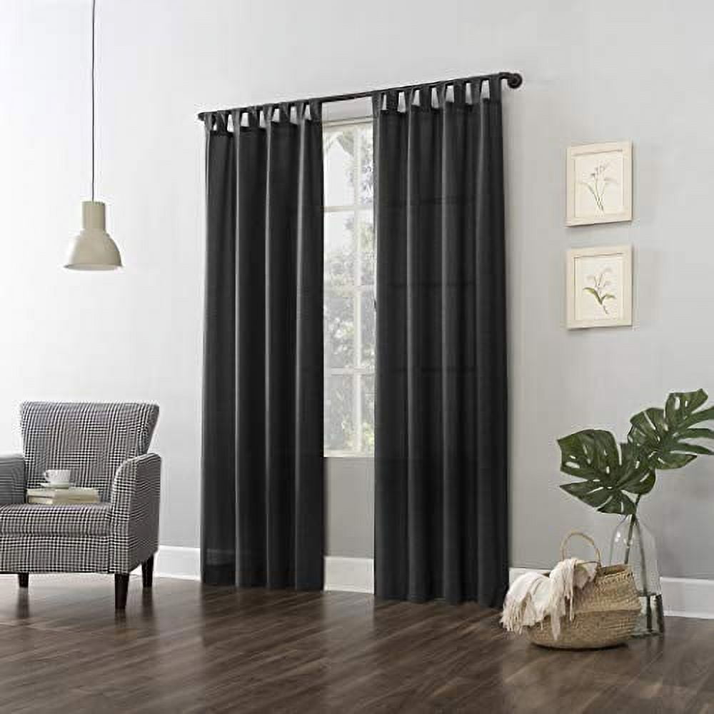 No. 918 Farrell Heathered Texture Semi-Sheer Tab Top Curtain Panel, 40"x63", Coal