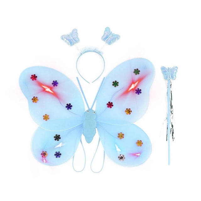 Tocado de alas de mariposa luminosas EZLIFE tres piezas accesorios para niñas V6G3