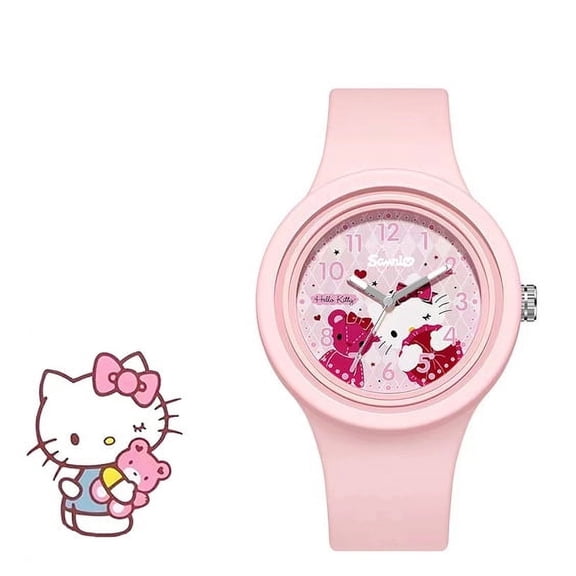 New Kuromi Big ear dog cartoon silicone round high-quality skin cute watch