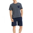 thumbnail image 3 of MintLimit Men's Pajamas Striped Short Sleeve and Shorts with Pocket Sleepwear Lounge Set, 3 of 5