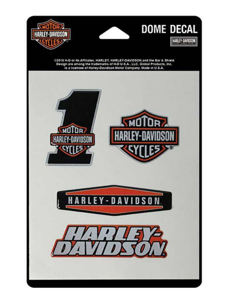 HarleyDavidson Reflective Assortment Dome Decals, 4 Decals, 4.5 x 7 in