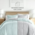 thumbnail image 6 of Noble Linens Soft 3-Piece Aqua & Gray Reversible All Season Lightweight Down Alternative Comforter Set, Full/Queen, 6 of 12