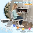 thumbnail image 4 of Adjustable Study Desk & Chair Set - Grey Kids Table with Drawer | Bedroom, Office Learning Furniture (23.6" x 17.7"), 4 of 7