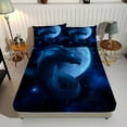 thumbnail image 2 of 3-PieceCosmic Dragon Guardian Print Bed Sheet Set - Ultra Soft Fitted Sheet & Pillowcases, Floral Bedding Collection for Girls, Teens and Adults, 2 of 10