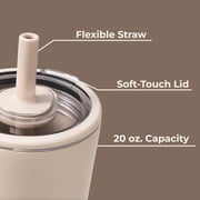 HydroJug Everyday Tumbler – Ceramic-Lined Insulated Tumbler with Straw and Soft-Touch Lid, Cup Holder Friendly – 20 oz, Dune