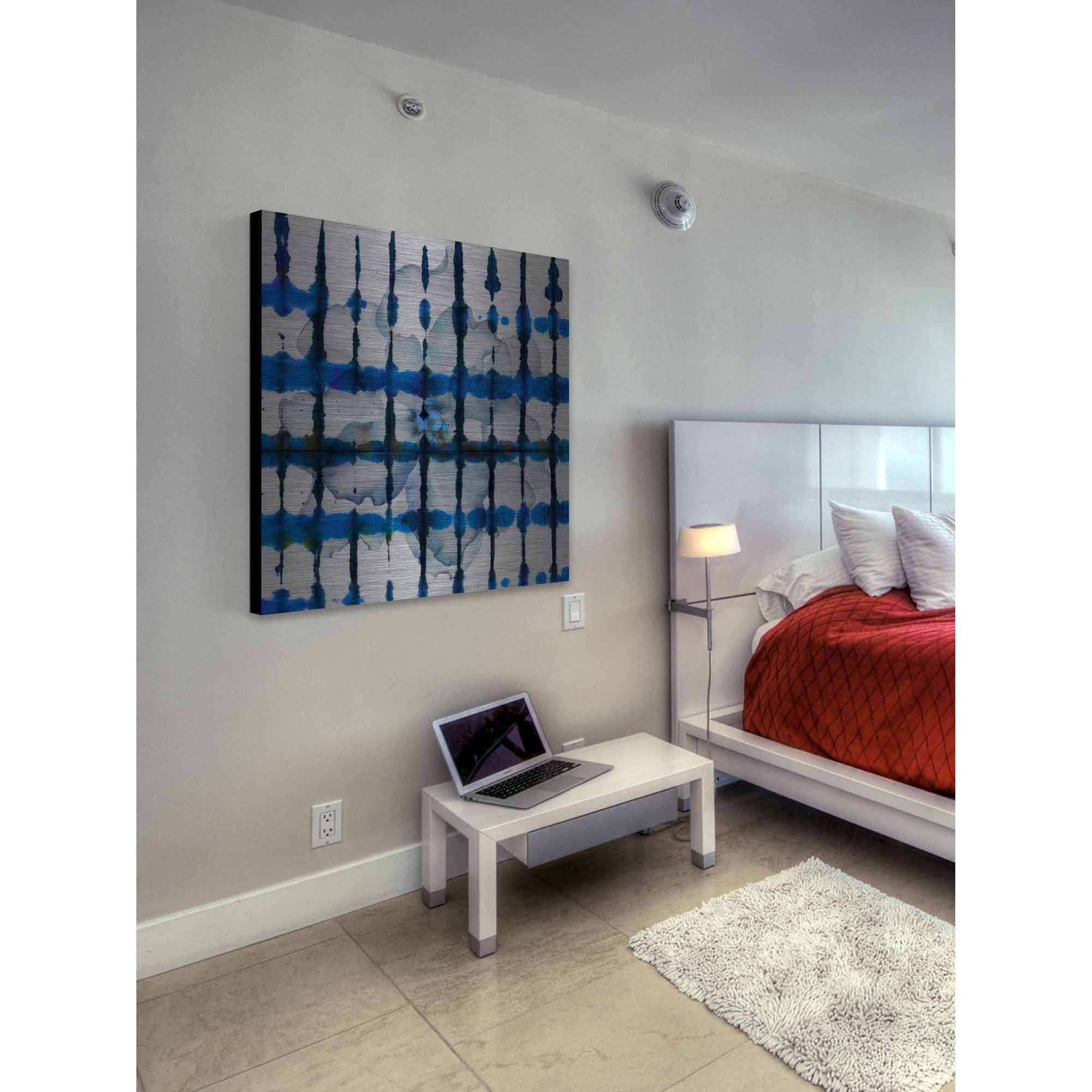 Parvez Taj  'White Flower Squared' Painting Print on Brushed Aluminum 18 x 18
