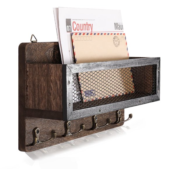 Soporte para correo y llaves ADIIL, decorativo para pared, madera, color marrón