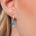 thumbnail image 3 of Gem Stone King 925 Sterling Silver Simulated Blue Opal Dangle Earrings for Women | 0.60 Cttw | Gemstone October Birthstone | Round Cabochon 6MM, 3 of 6