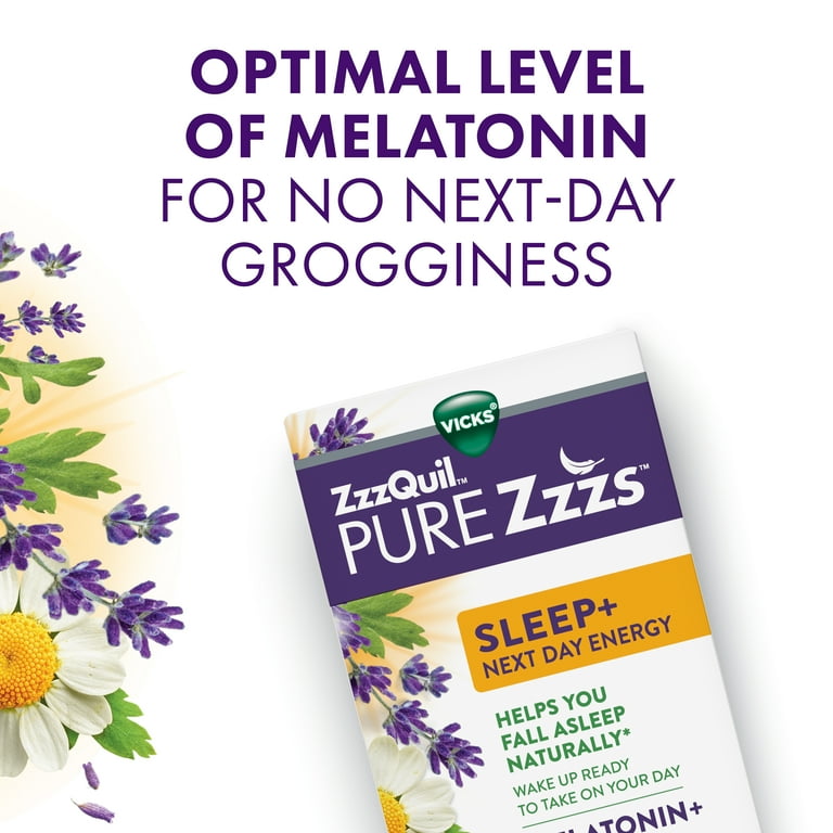 Vicks ZzzQuil Pure Zzzs Sleep + Energy Melatonin, B Vitamins