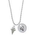 thumbnail image 1 of Delight Jewelry Silvertone Ice Cream Cone Silvertone Script Initial Disc - V - Charm Necklace, 20"+3", 1 of 4