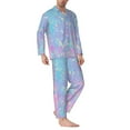thumbnail image 3 of Kll Fantasy Gradient Sleepwear Mens Flannel Pajamas,Long Cotton Pj Set, 3 of 9