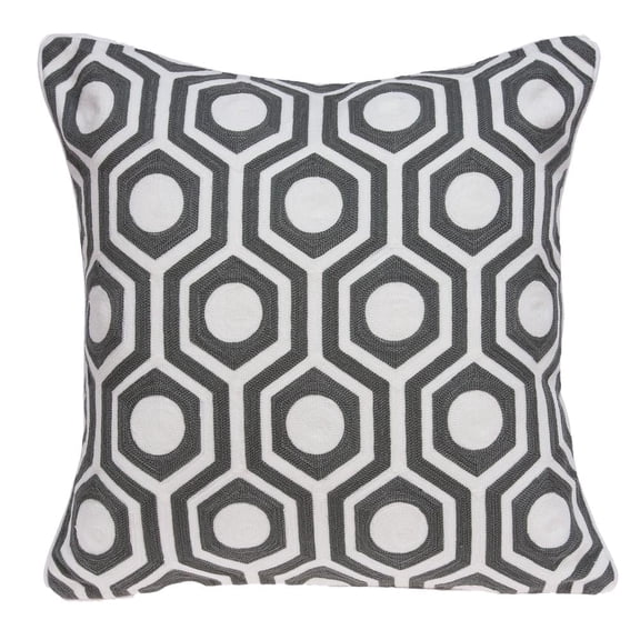 Parkland Collection Ursae Gray and White Decorative Throw Pillow, 20 x 20 Cotton Square Pillow