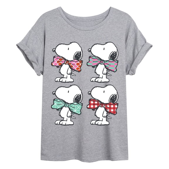 Peanuts - Snoopy Bowtie Patterns - Juniors Oversized Graphic T-Shirt
