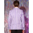 thumbnail image 3 of DARING DIVA Men's Striped Blazers One Button Business Stripes Patterned Coats S Purple White, 3 of 6